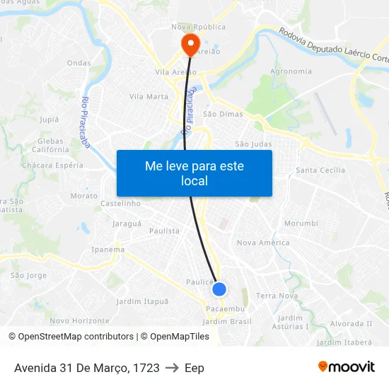 Avenida 31 De Março, 1723 to Eep map
