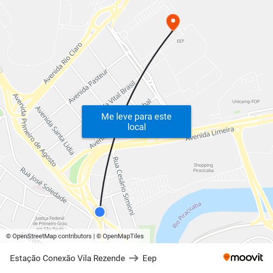 Estação Conexão Vila Rezende to Eep map