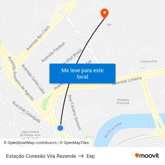 Estação Conexão Vila Rezende to Eep map