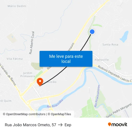 Rua João Marcos Ometo, 57 to Eep map