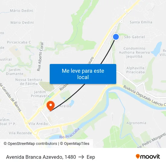Avenida Branca Azevedo, 1480 to Eep map