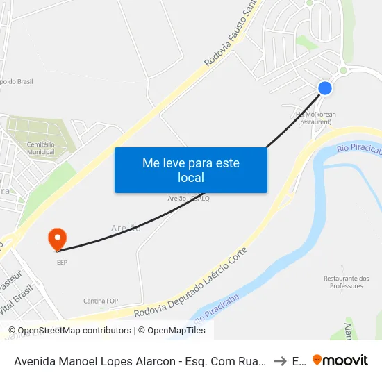 Avenida Manoel Lopes Alarcon - Esq. Com Rua Mário Crevellani to Eep map