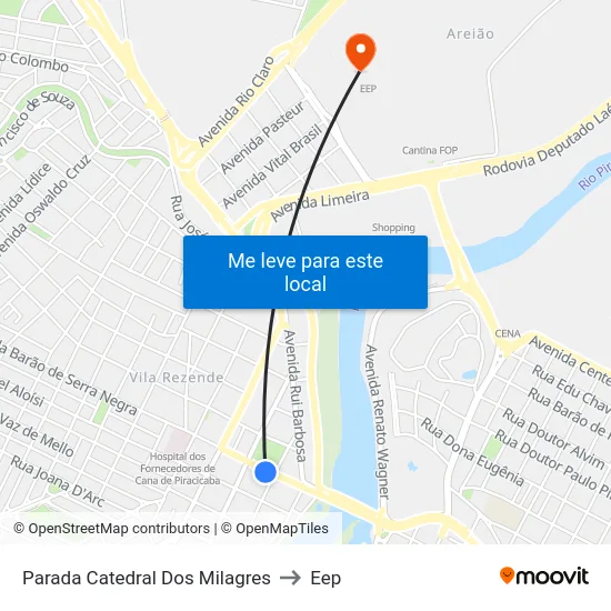 Parada Catedral Dos Milagres to Eep map