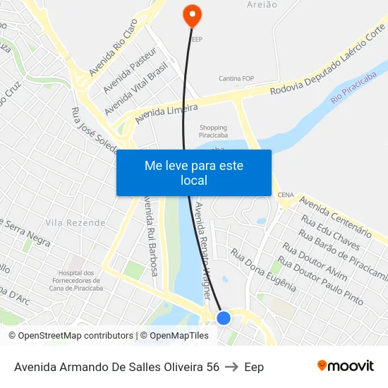 Avenida Armando De Salles Oliveira 56 to Eep map