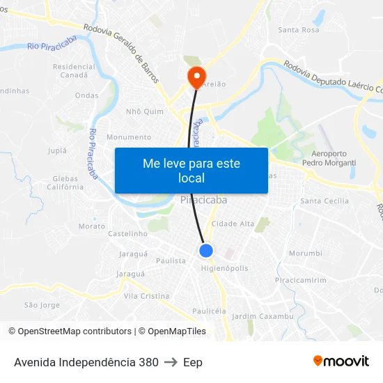 Avenida Independência 380 to Eep map