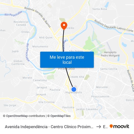 Avenida Independência - Centro Clínico Próximo À Santa Casa De Piracicaba to Eep map