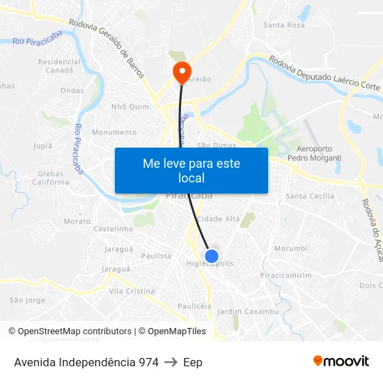 Avenida Independência 974 to Eep map