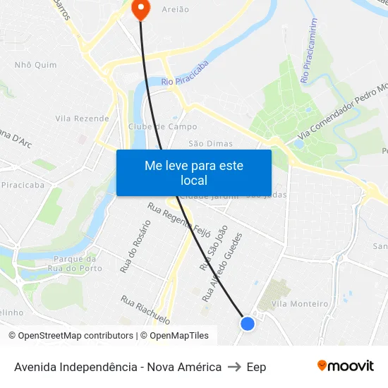 Avenida Independência - Nova América to Eep map