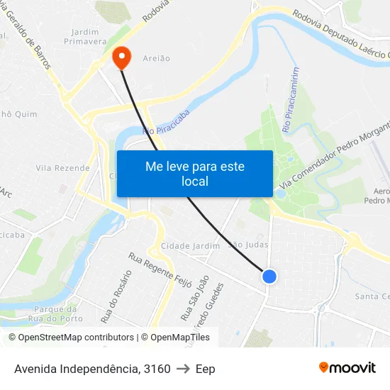 Avenida Independência, 3160 to Eep map