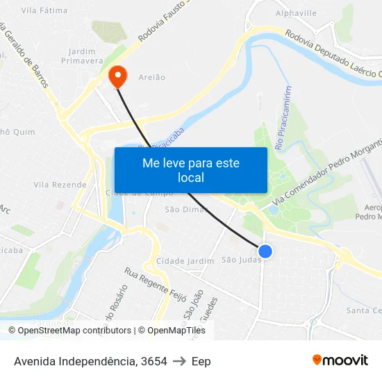 Avenida Independência, 3654 to Eep map