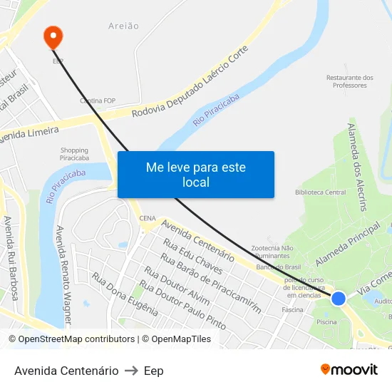 Avenida Centenário to Eep map