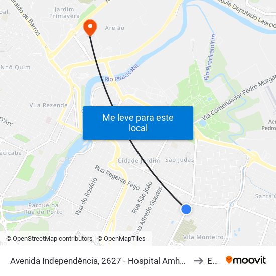Avenida Independência, 2627 - Hospital Amhpla to Eep map