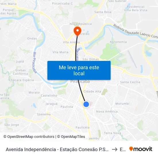 Avenida Independência - Estação Conexão P.S. Infantil to Eep map