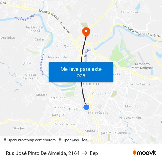 Rua José Pinto De Almeida, 2164 to Eep map