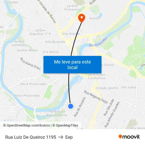 Rua Luiz De Queiroz 1195 to Eep map