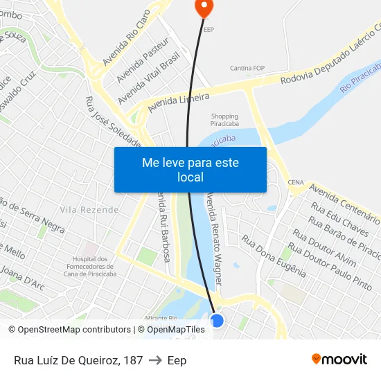 Rua Luíz De Queiroz, 187 to Eep map