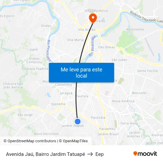 Avenida Jaú, Bairro Jardim Tatuapé to Eep map