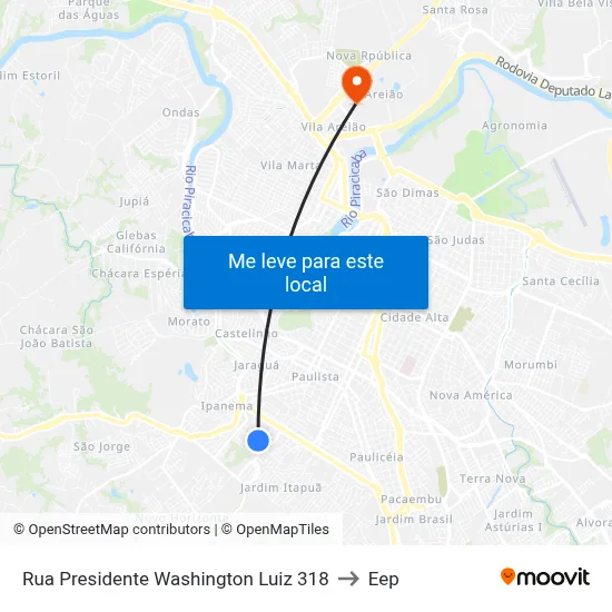 Rua Presidente Washington Luiz 318 to Eep map