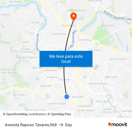 Avenida Raposo Tavares,968 to Eep map