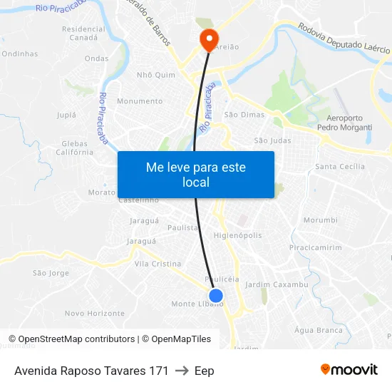 Avenida Raposo Tavares 171 to Eep map