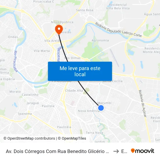 Av. Dois Córregos Com Rua Benedito Glicério Teixeira to Eep map