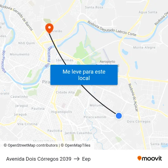 Avenida Dois Córregos 2039 to Eep map