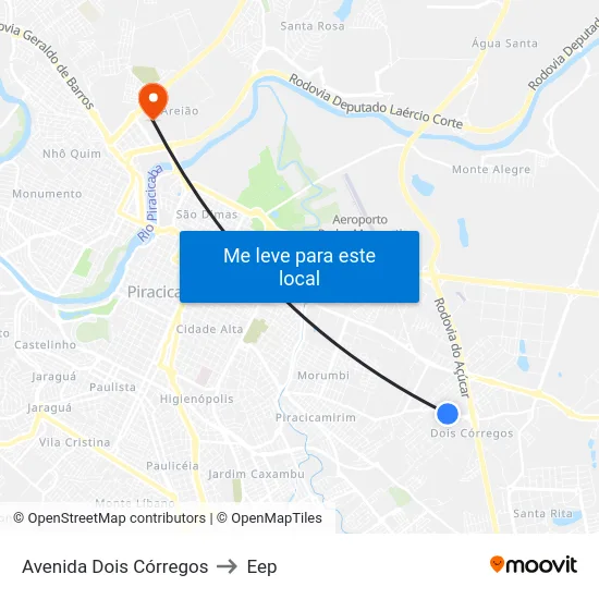 Avenida Dois Córregos to Eep map