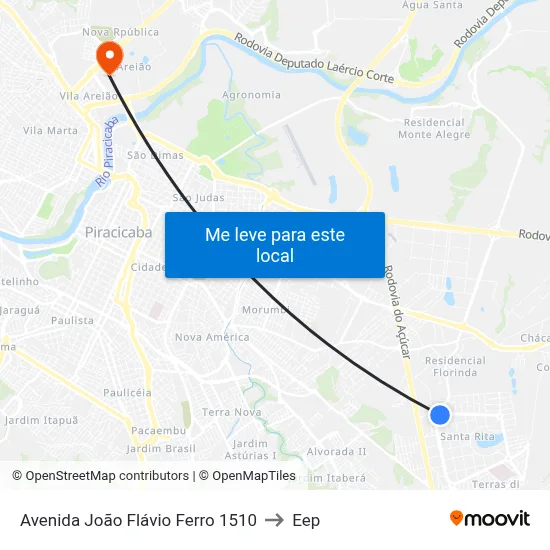 Avenida João Flávio Ferro 1510 to Eep map