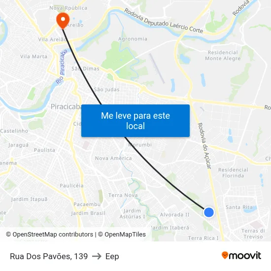Rua Dos Pavões, 139 to Eep map