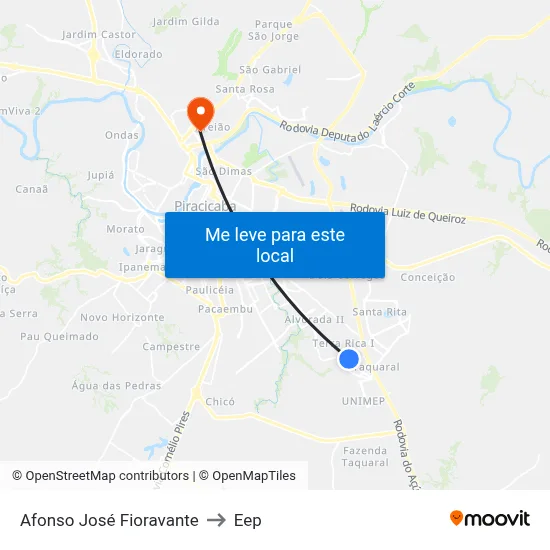 Afonso José Fioravante to Eep map