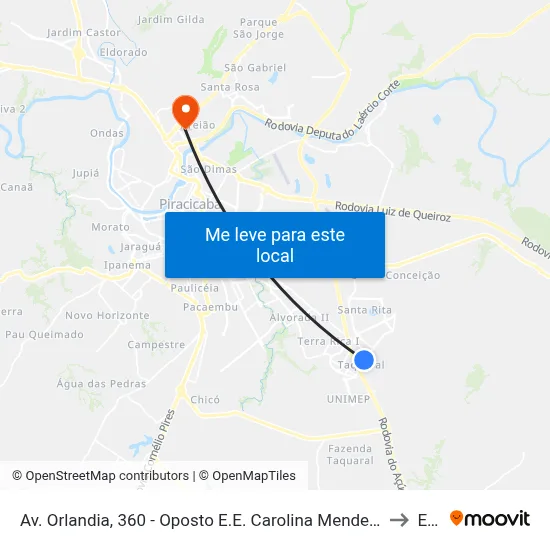 Av. Orlandia, 360 - Oposto E.E. Carolina Mendes Thame to Eep map