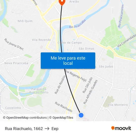 Rua Riachuelo, 1662 to Eep map
