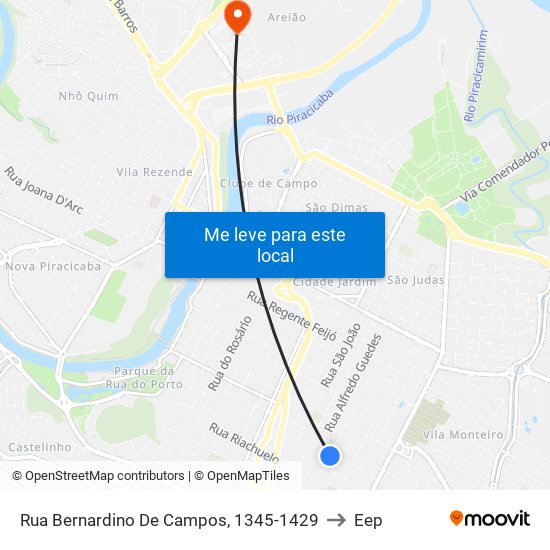Rua Bernardino De Campos, 1345-1429 to Eep map