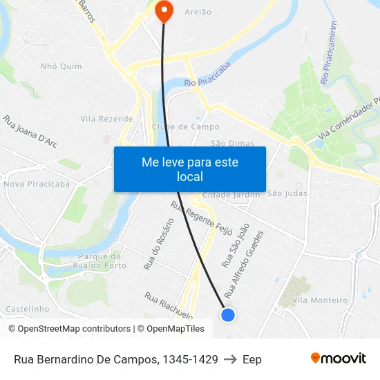 Rua Bernardino De Campos, 1345-1429 to Eep map