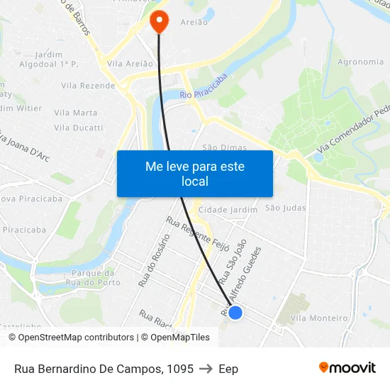Rua Bernardino De Campos, 1095 to Eep map