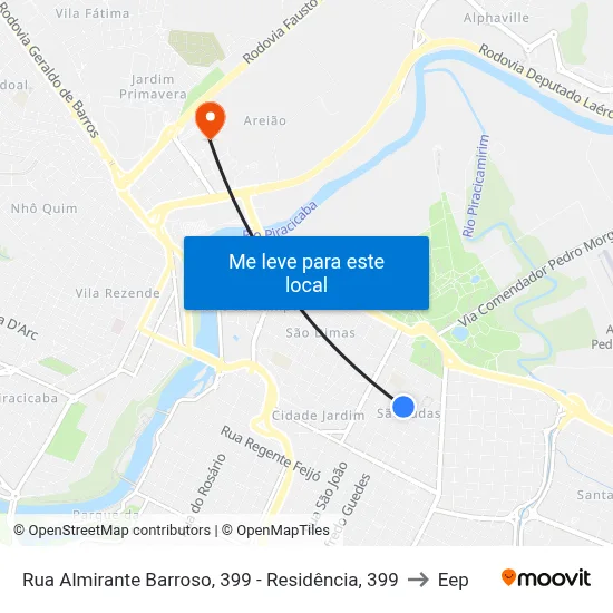 Rua Almirante Barroso, 399 - Residência, 399 to Eep map