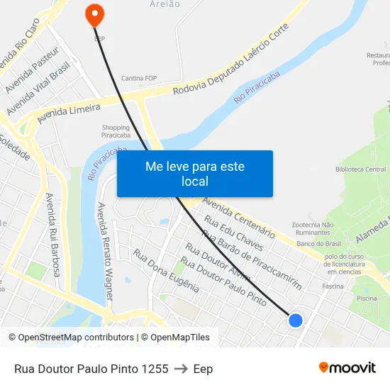 Rua Doutor Paulo Pinto 1255 to Eep map