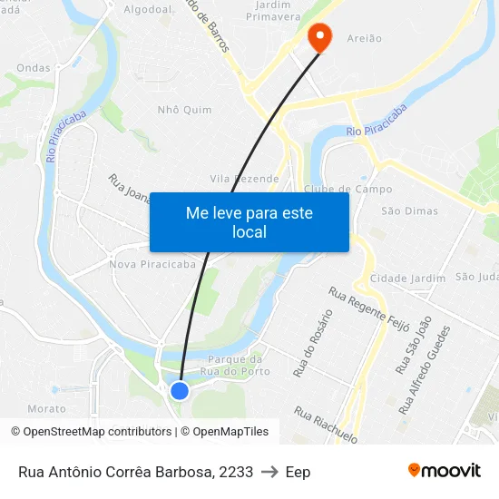 Rua Antônio Corrêa Barbosa, 2233 to Eep map