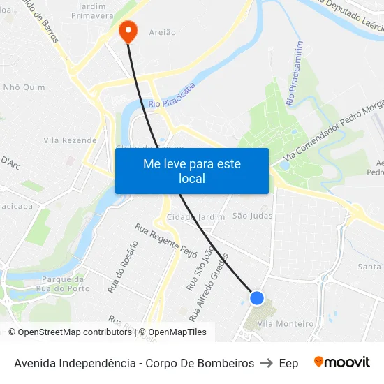 Avenida Independência - Corpo De Bombeiros to Eep map
