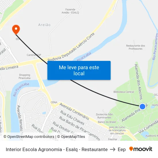 Interior Escola Agronomia - Esalq - Restaurante to Eep map