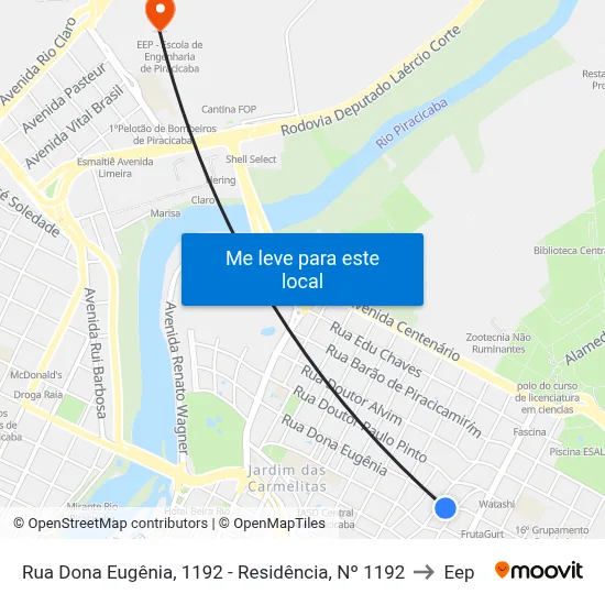 Rua Dona Eugênia, 1192 - Residência, Nº 1192 to Eep map