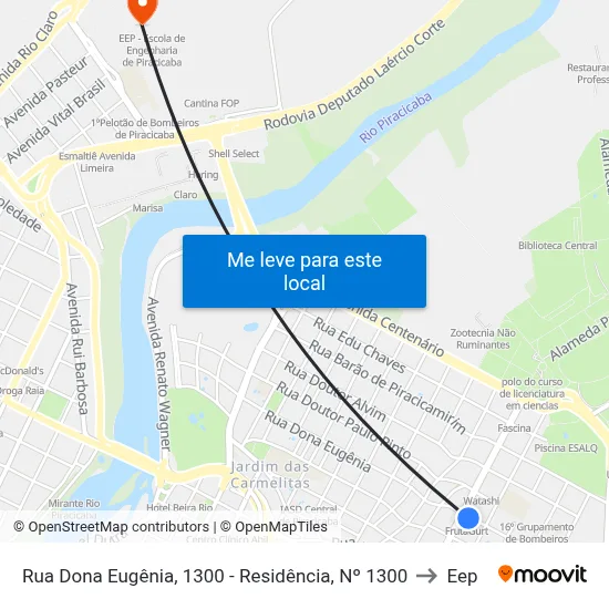Rua Dona Eugênia, 1300 - Residência, Nº 1300 to Eep map