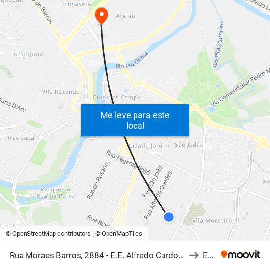 Rua Moraes Barros, 2884 - E.E. Alfredo Cardoso to Eep map