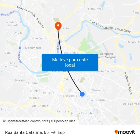 Rua Santa Catarina, 65 to Eep map