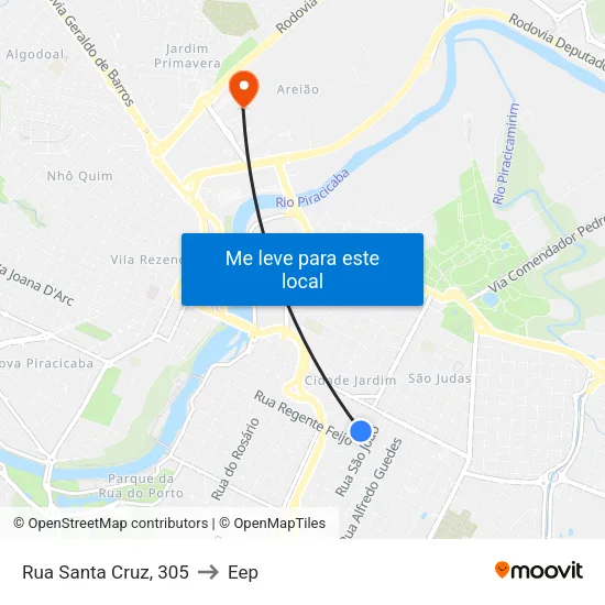 Rua Santa Cruz, 305 to Eep map