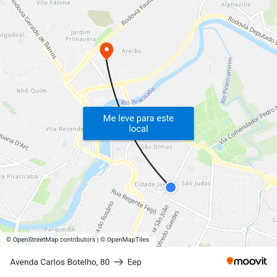 Avenda Carlos Botelho, 80 to Eep map
