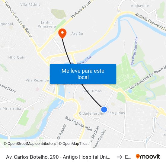 Av. Carlos Botelho, 290 - Antigo Hospital Unimed to Eep map