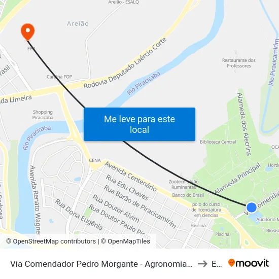 Via Comendador Pedro Morgante - Agronomia / Esalq to Eep map