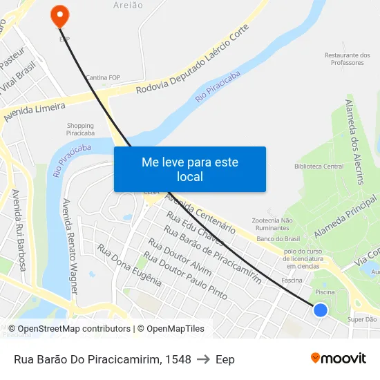 Rua Barão Do Piracicamirim, 1548 to Eep map