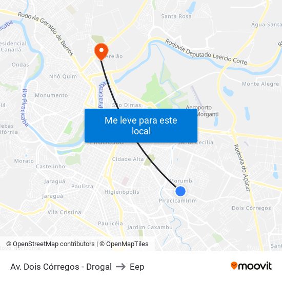 Av. Dois Córregos - Drogal to Eep map